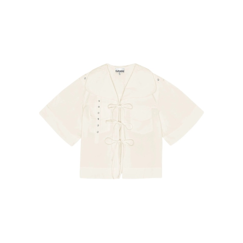 Stretch Cotton Cowl Neck Blouse