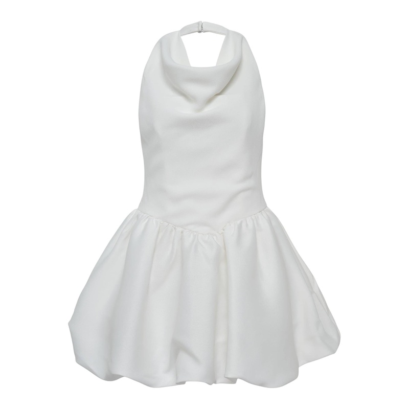 White Halter Neck Mini Dress