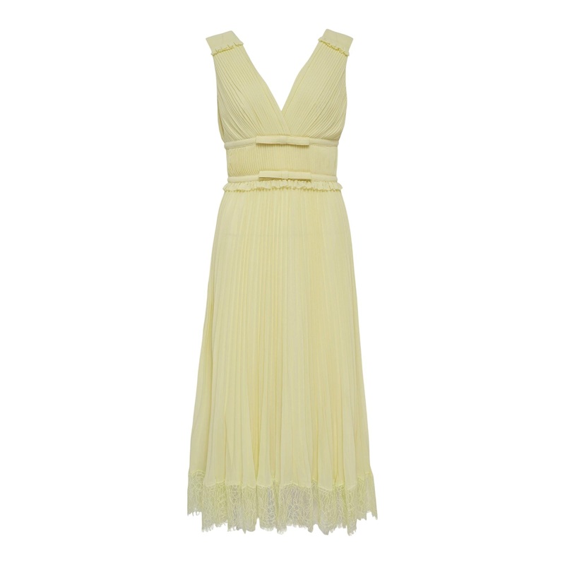 Yellow Chiffon Midi Dress