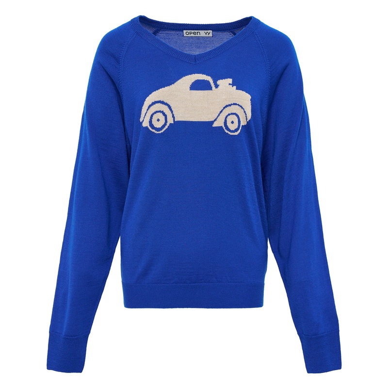 Car Graphic Knit Top