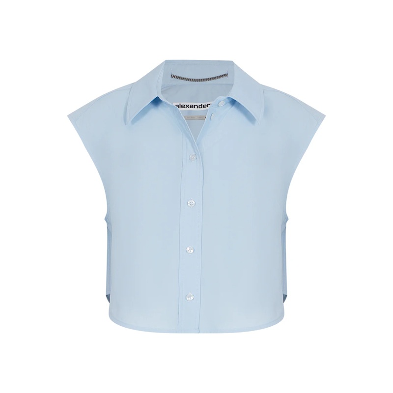 Cropped Button Down Sleeveless Shirt