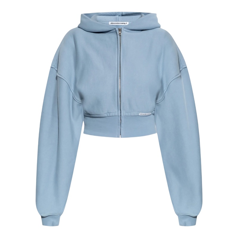 Cropped Zip Up Hoodie With Bra