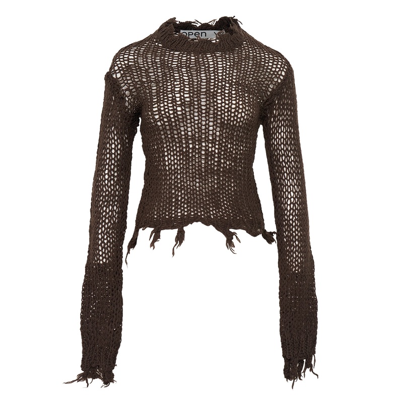 Distressed Crop Knit Top