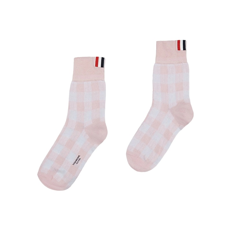 Gingham Check Jacquard 4-Bar Ankle Socks Women
