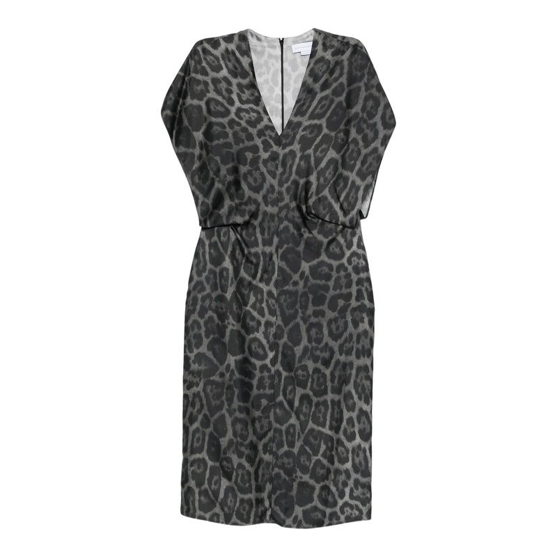 Leopard V Neck Midi Dress