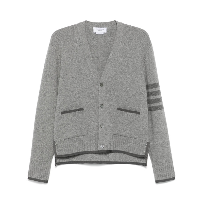 Milano Stitch Merino Wool 4-Bar V Neck Cardigan Men