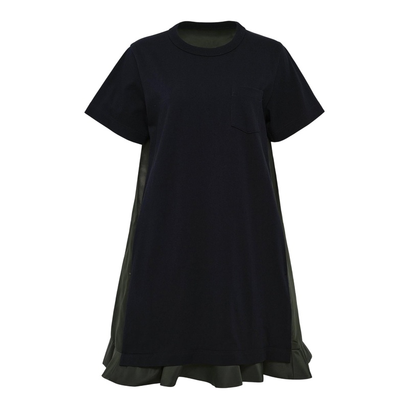 Nylon Twill X Cotton Jersey Dress
