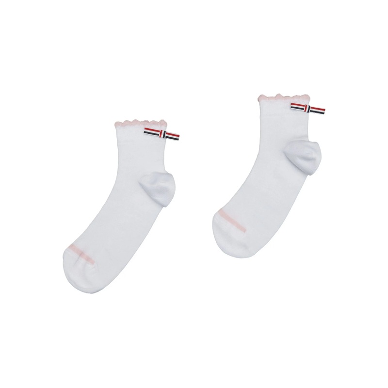 Scalloped Edge Pointelle Stitch Crew Socks Women