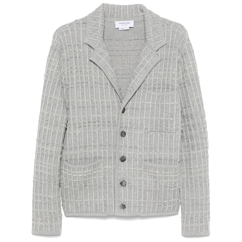 Seersucker Knit Tweed Jacquard 4-Bar Cardigan Men