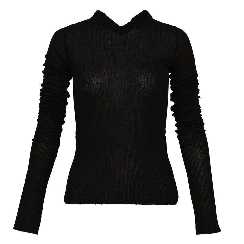 Cropped Hooded Rib T Viscos