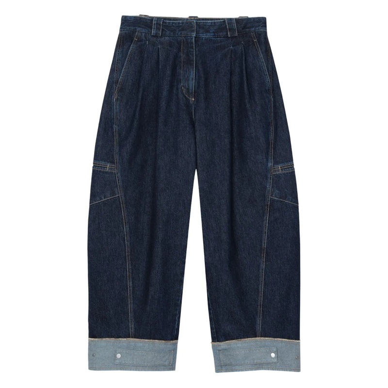 Curved Wide Leg Cropped Pants