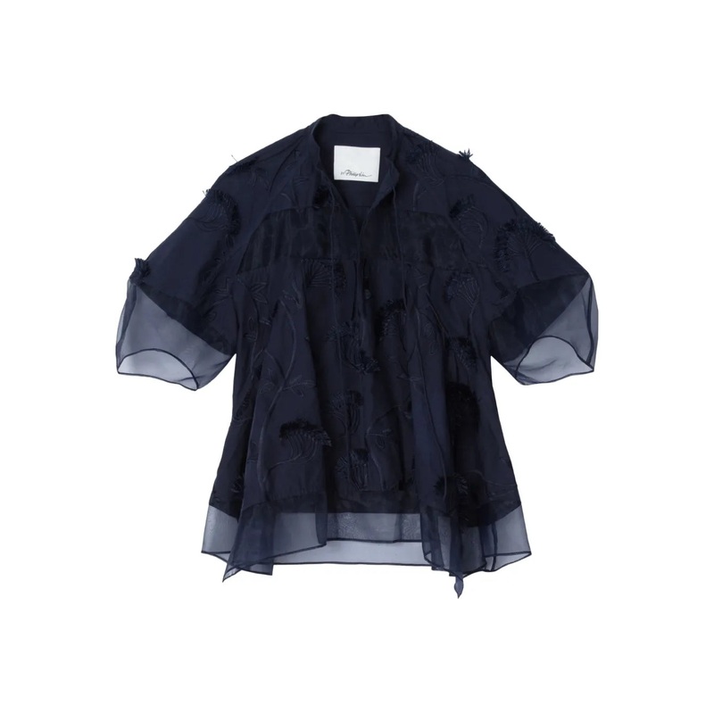 Embroidery Voile Top With Organza Combo