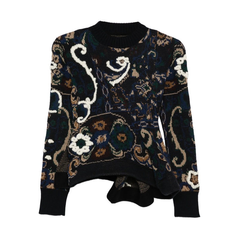 Floral Jacquard Knit Pullover
