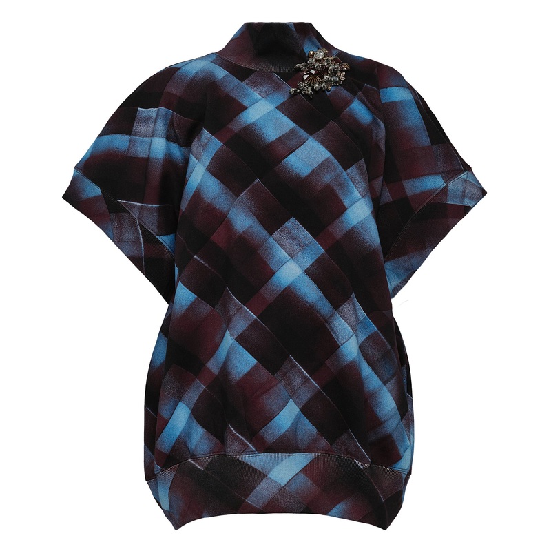 Funnel Neck Short Sleeve Sweatshirt