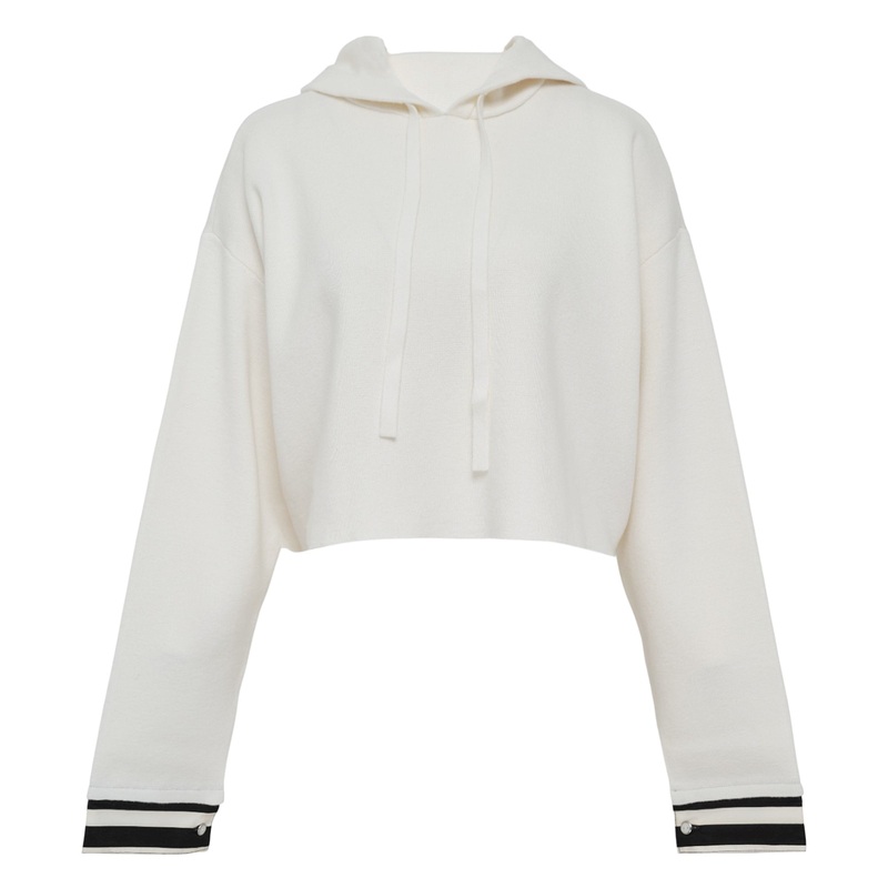 Long Sleeve Cropped Hoodie With Poplin Combo