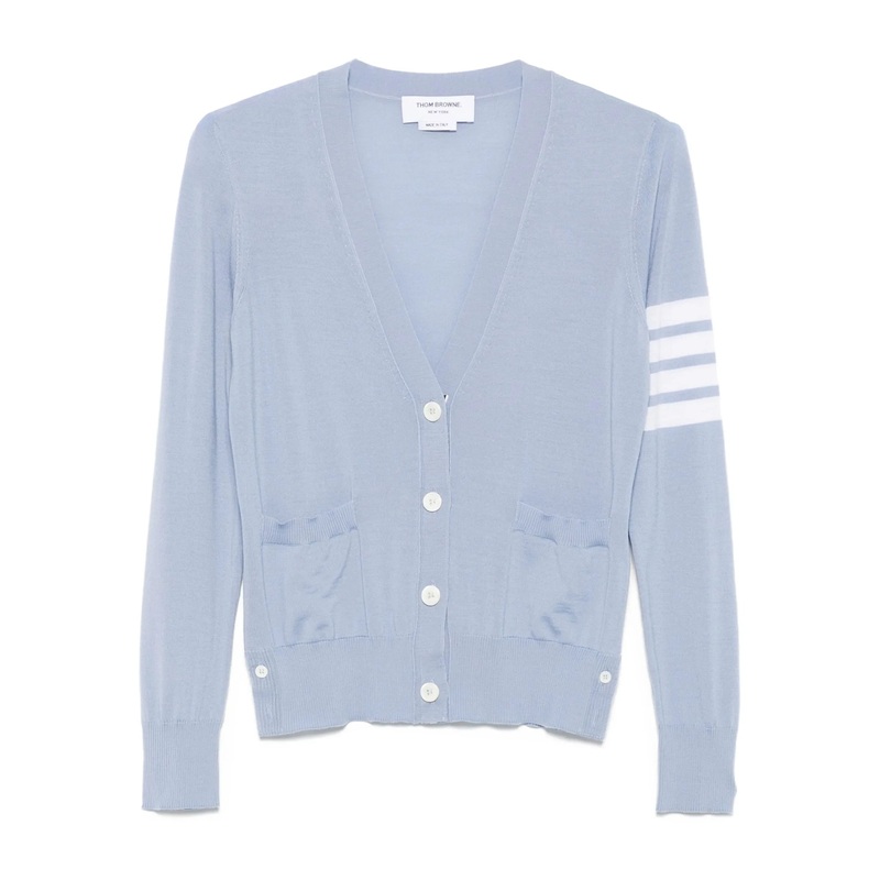 Merino Wool 4-Bar Relaxed Fit V-Neck Cardigan Women