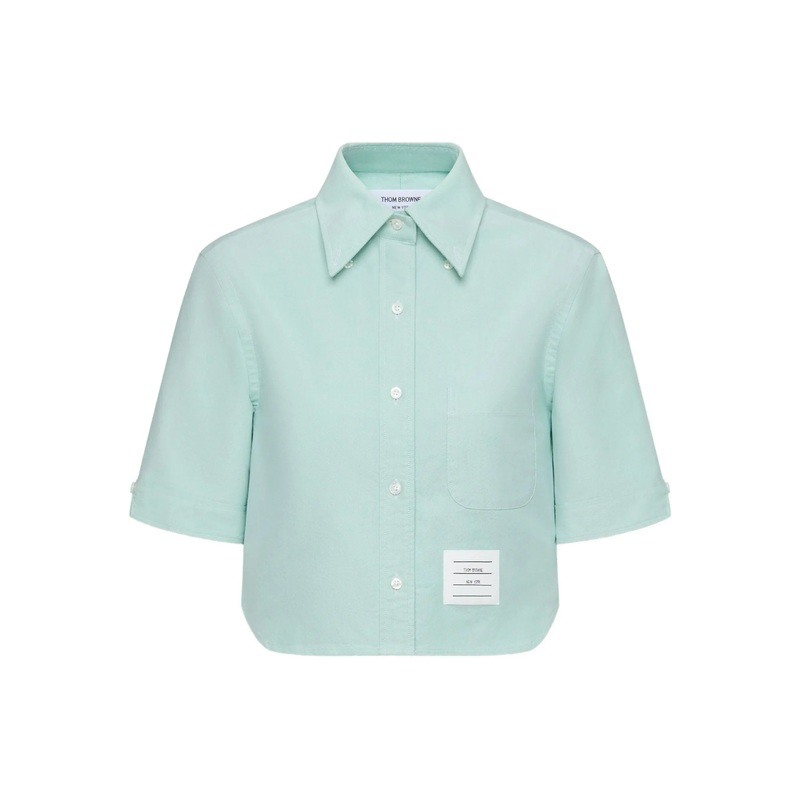Oxford Cropped Short Sleeve Shirt Women