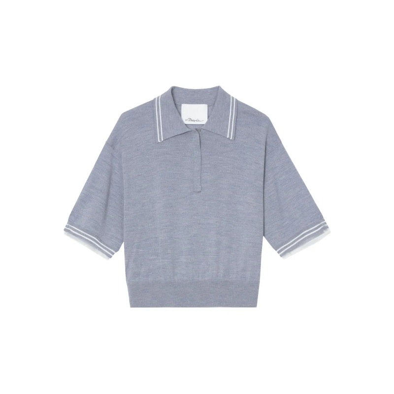 Short Sleeve Cropped Polo With Organza Combo