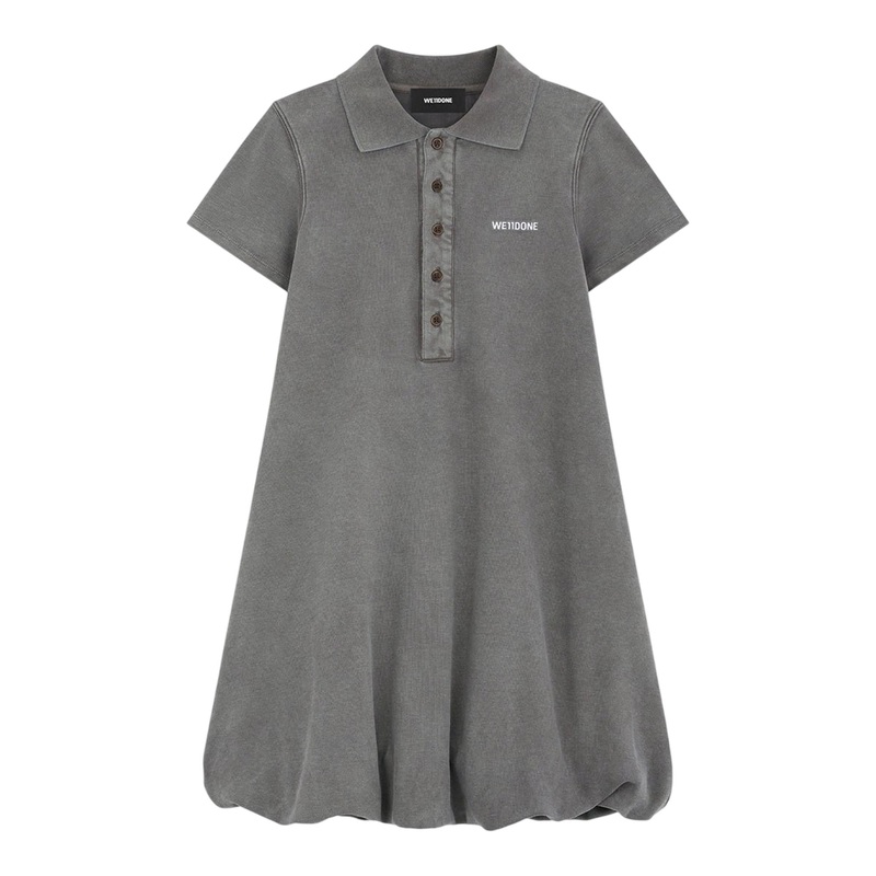 Washed Bubble Polo Mini Dress