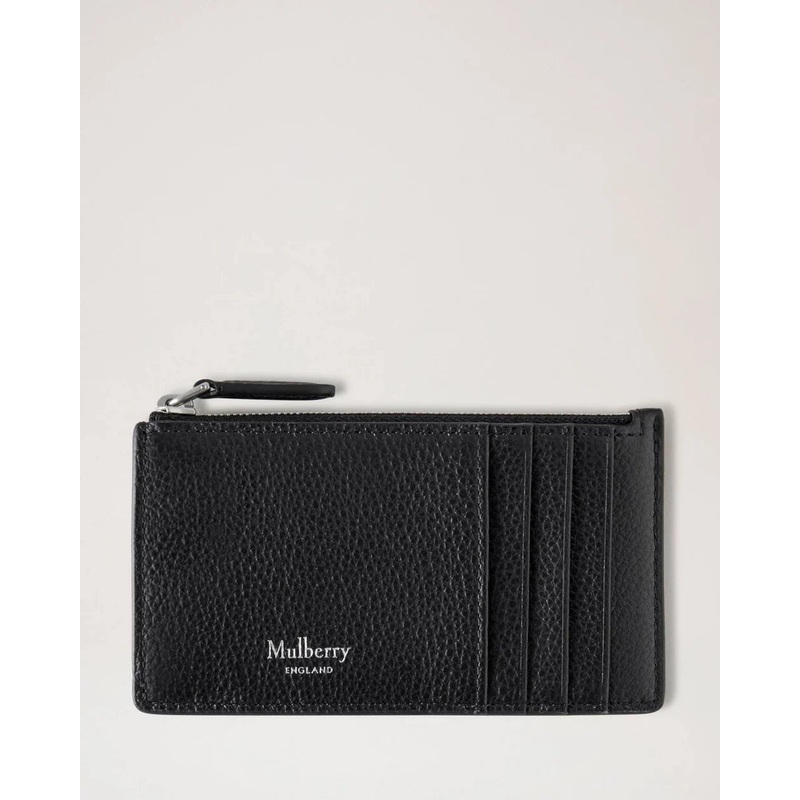 Continental Zipped Long Card Holder Black Small Classic Grain