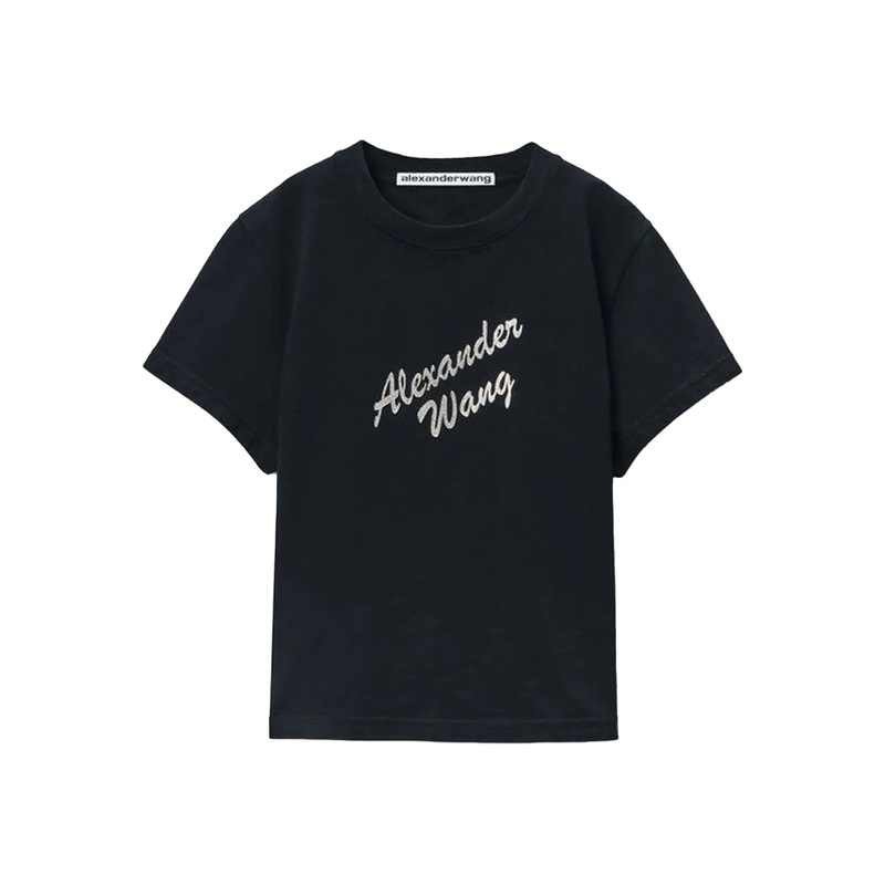 Crystal Rhinestone And Cotton Logo T-Shirt