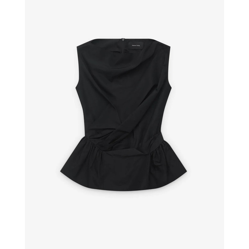 Draped Bind Peplum Top Taffeta