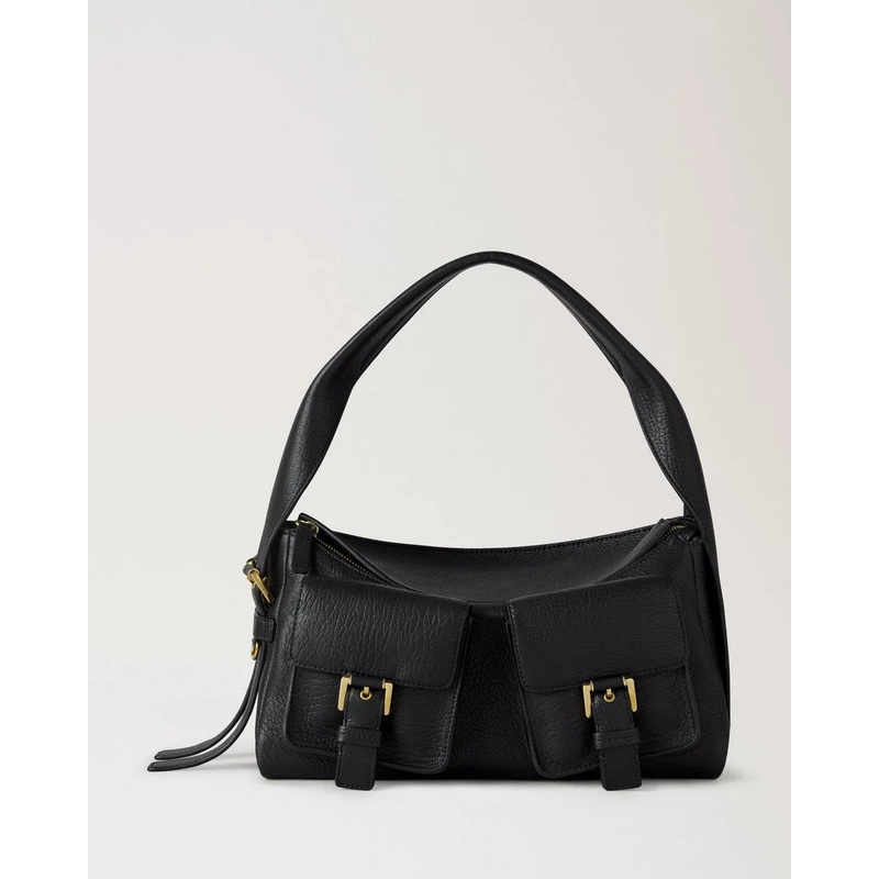 Maggie Shoulder Bag Black Natural Grain