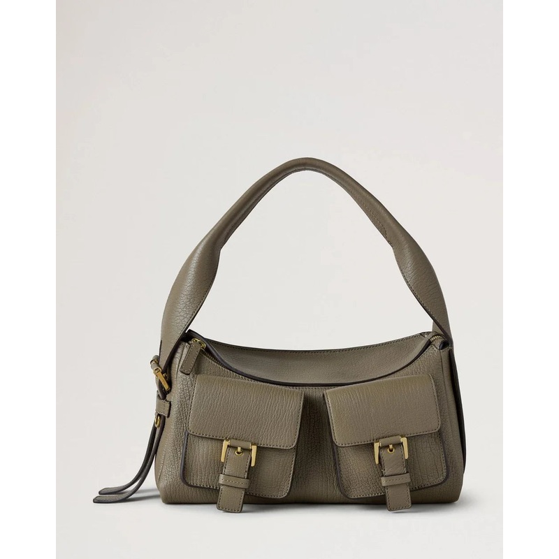 Maggie Shoulder Bag Linen Green Natural Grain