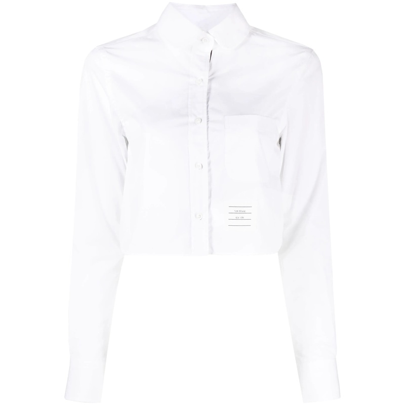 Poplin Classic Round Collar Cropped Shirt Women