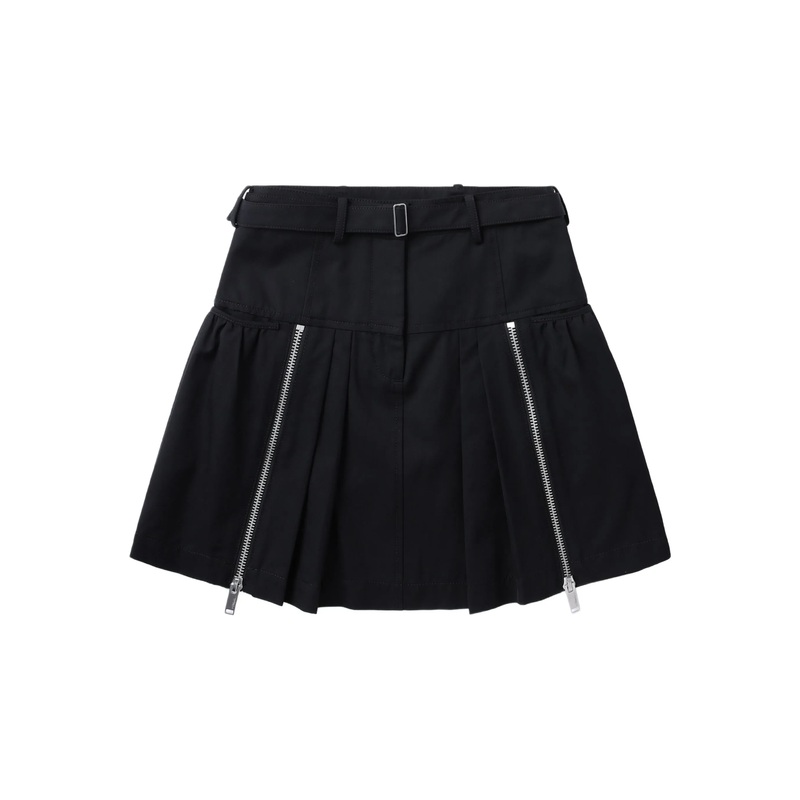 Utility Double Zip Belted Mini Skirt