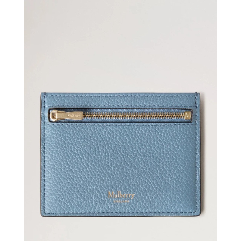 Zipped Credit Card Slip Brighton Blue Small Classic Grain