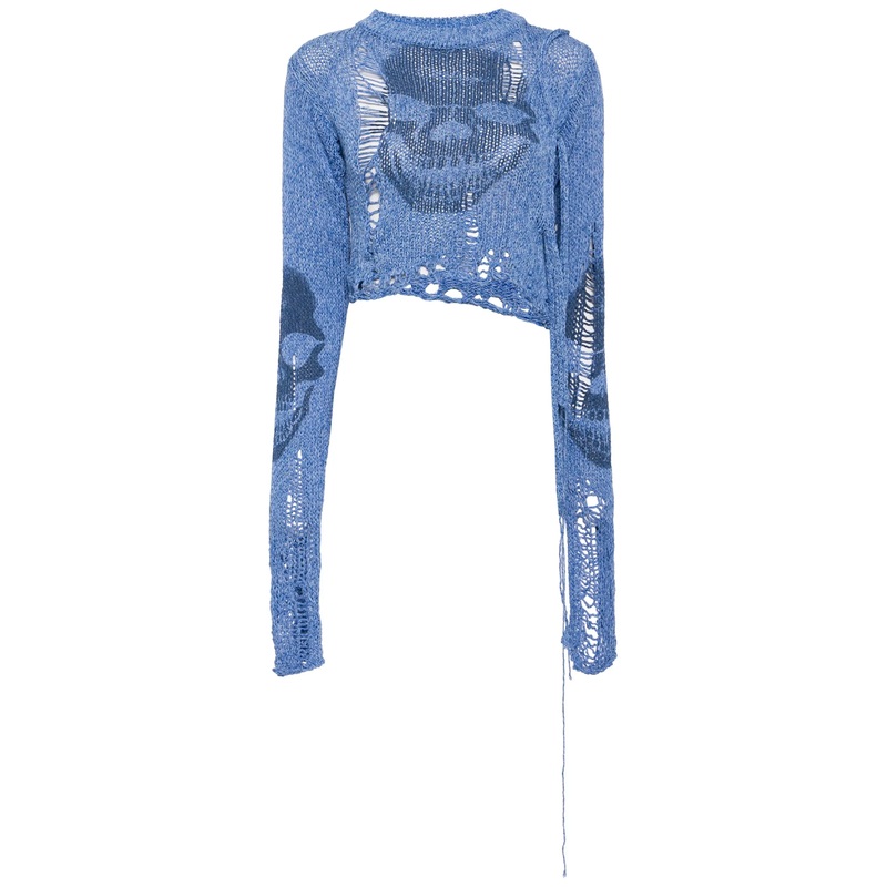 Distressed Knit Long Sleeve Top