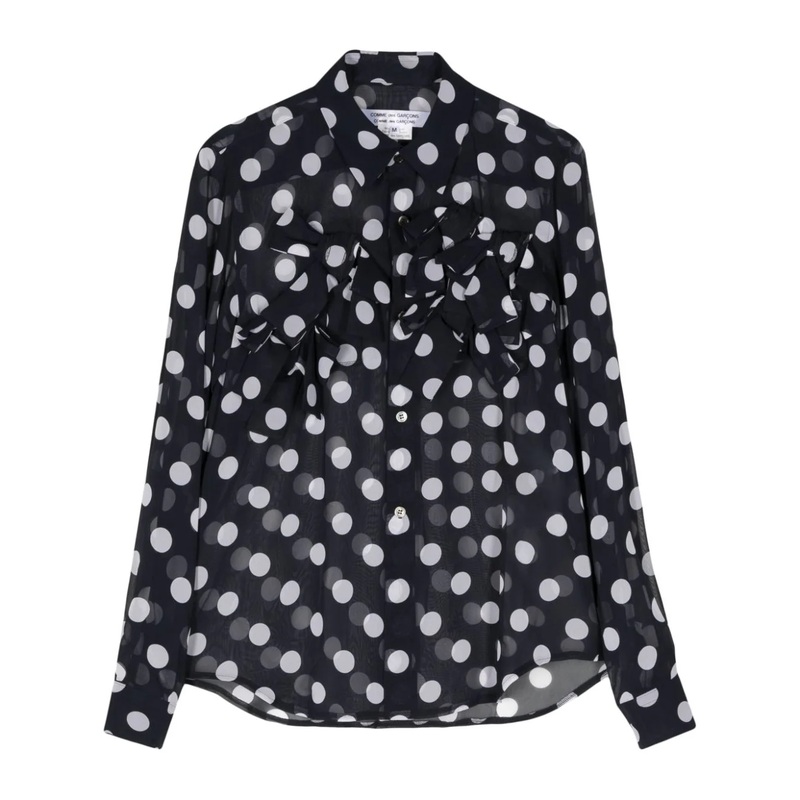 Ribbon-Detail Polka Dot Blouse