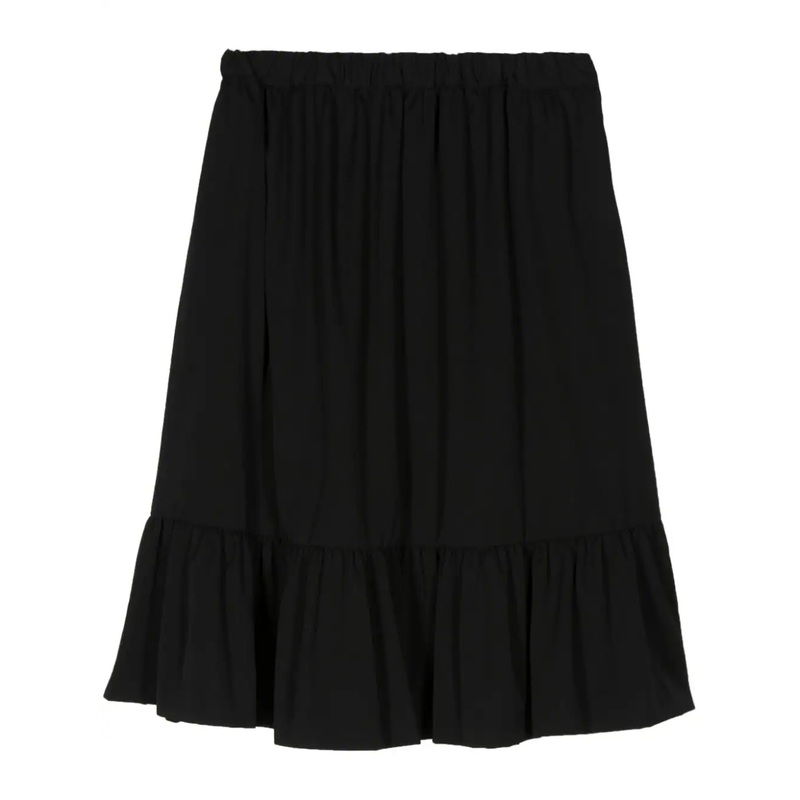 Ruffle-Hem Midi Wool Skirt