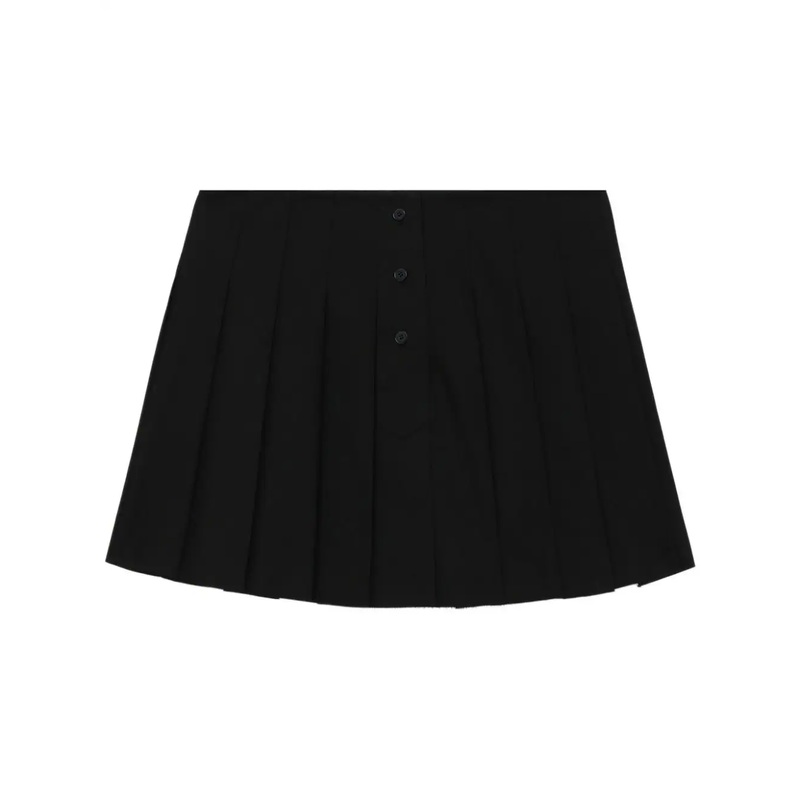 Black Womens Box Pleated Mini Skirt