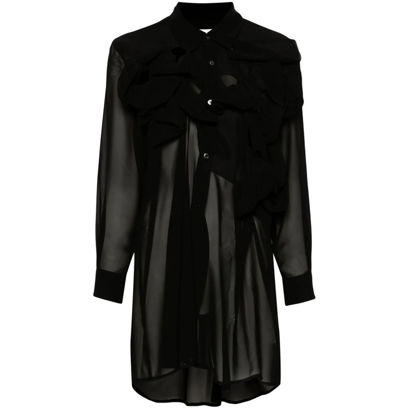 Bow-Detail Semi-Sheer Blouse