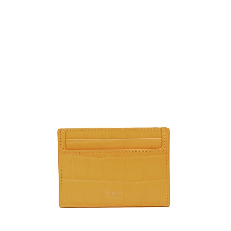 Credit Card Slip Yellow Matte Small Croc