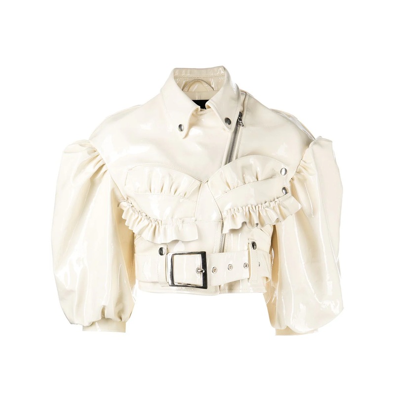 Cropped Bustier Biker Jacket