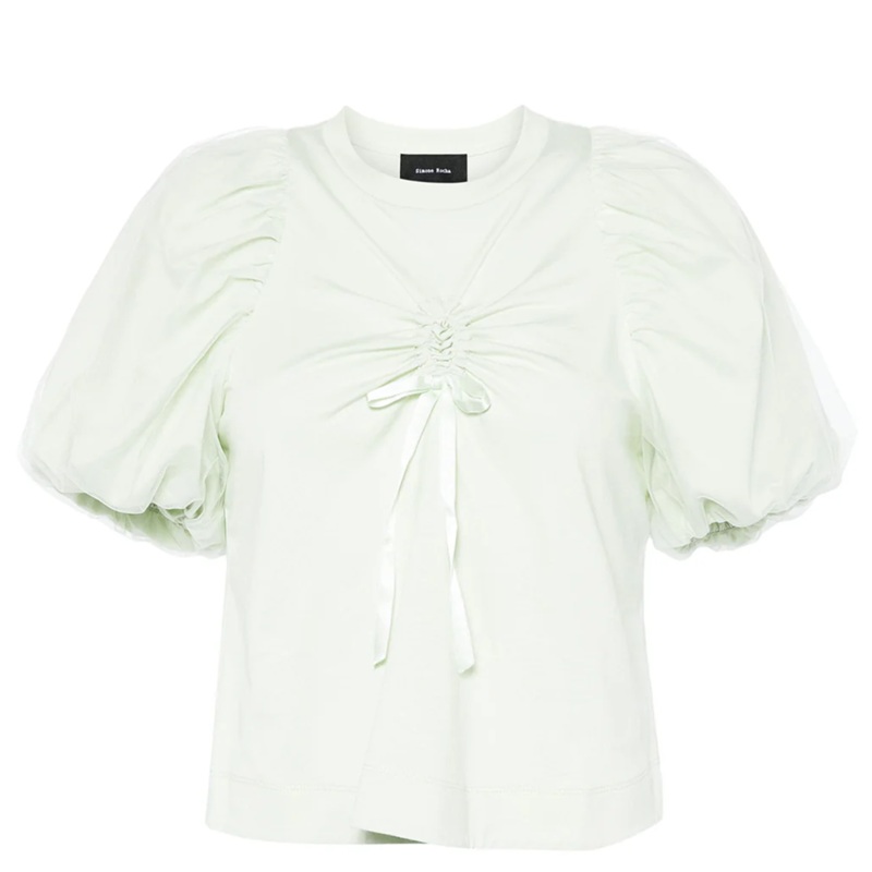 Cropped Ruched Bow T-Shirt