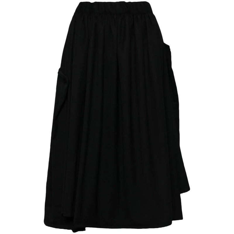 Draped Wool Midi Skirt