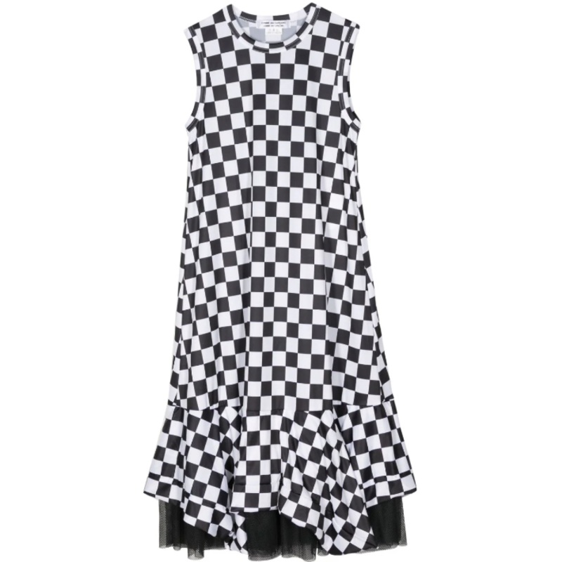 Sleeveless Check Pattern Dress