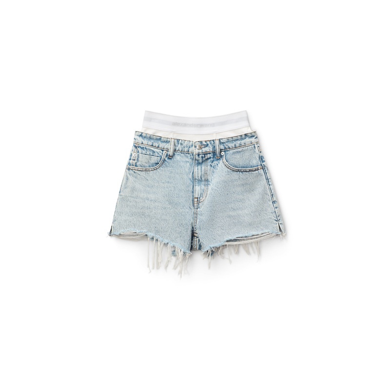 Logo-Waistband Denim Shorts