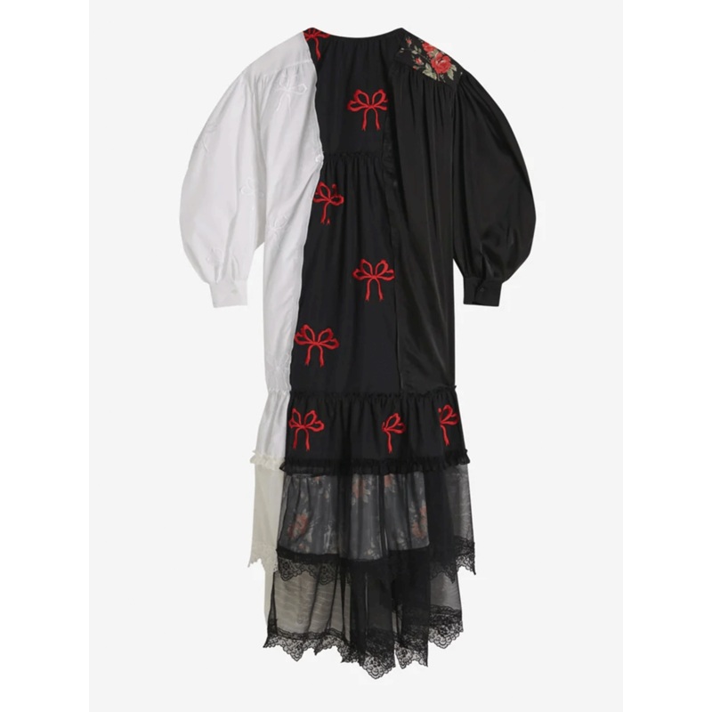 Long Printed Patchwork Dress