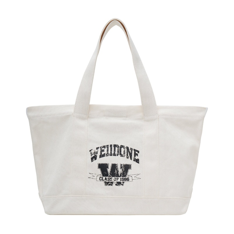 Beige Collegiate Canvas Tote