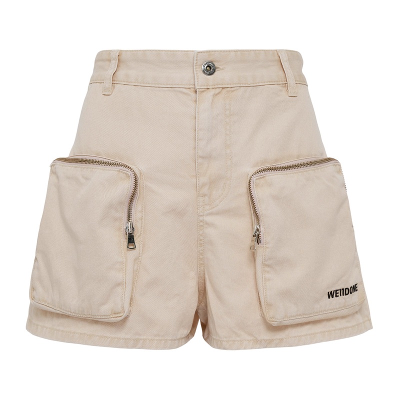 Beige Womens Cargo Pocket Shorts