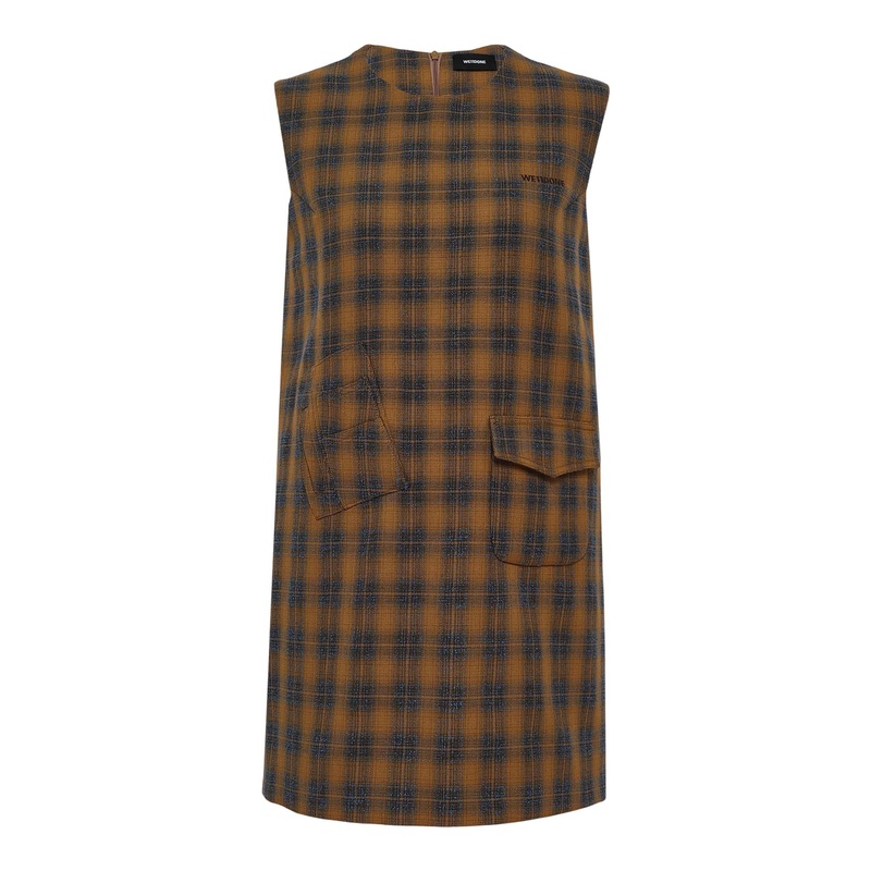Brown Womens Check Pattern Dress