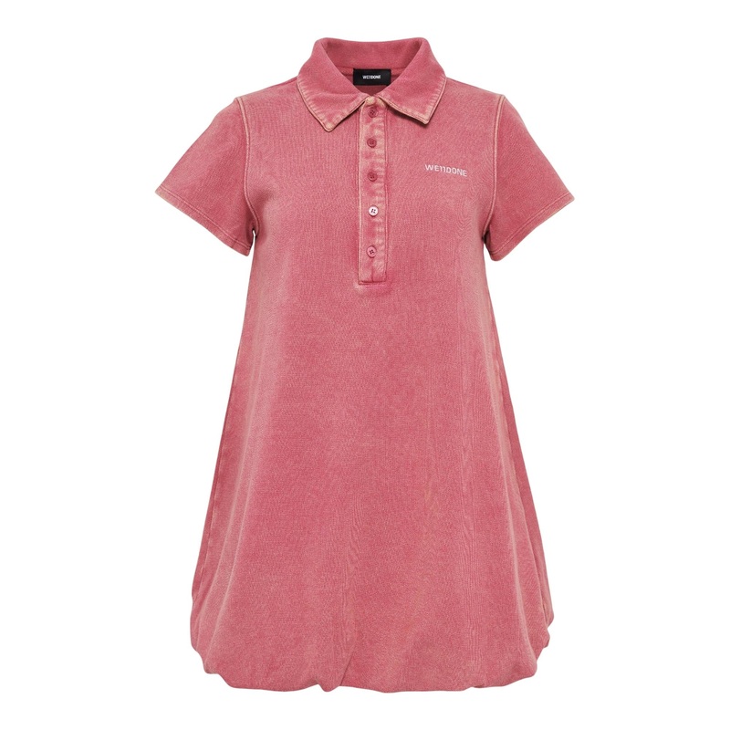 Red Womens Washed Bubble Polo Mini Dress