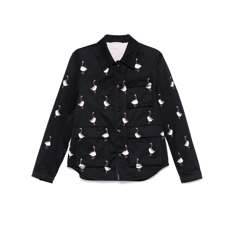 Satin Stitch Goose Utility Patch Pocket Jacket Men