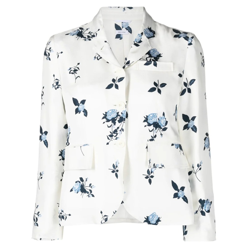 Silk Floral Slim Fit Sport Coat Women