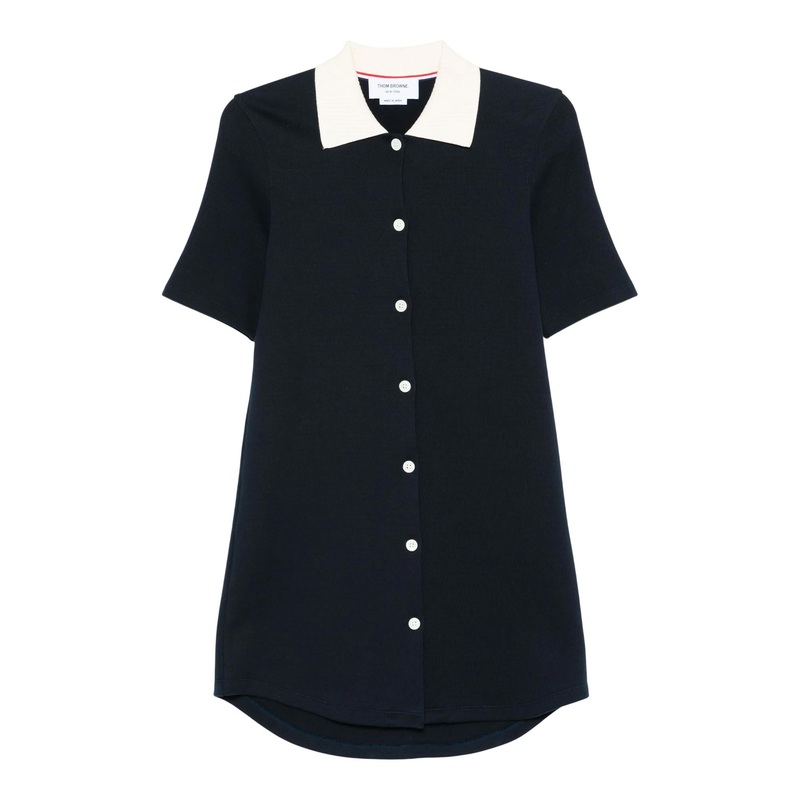 Solid Double Face Knit Polo Dress Women